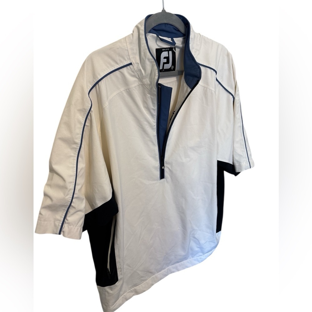 FootJoy WINDBREAKER FJ Dry-joy White & Navy Golf Tour collection Size Large.